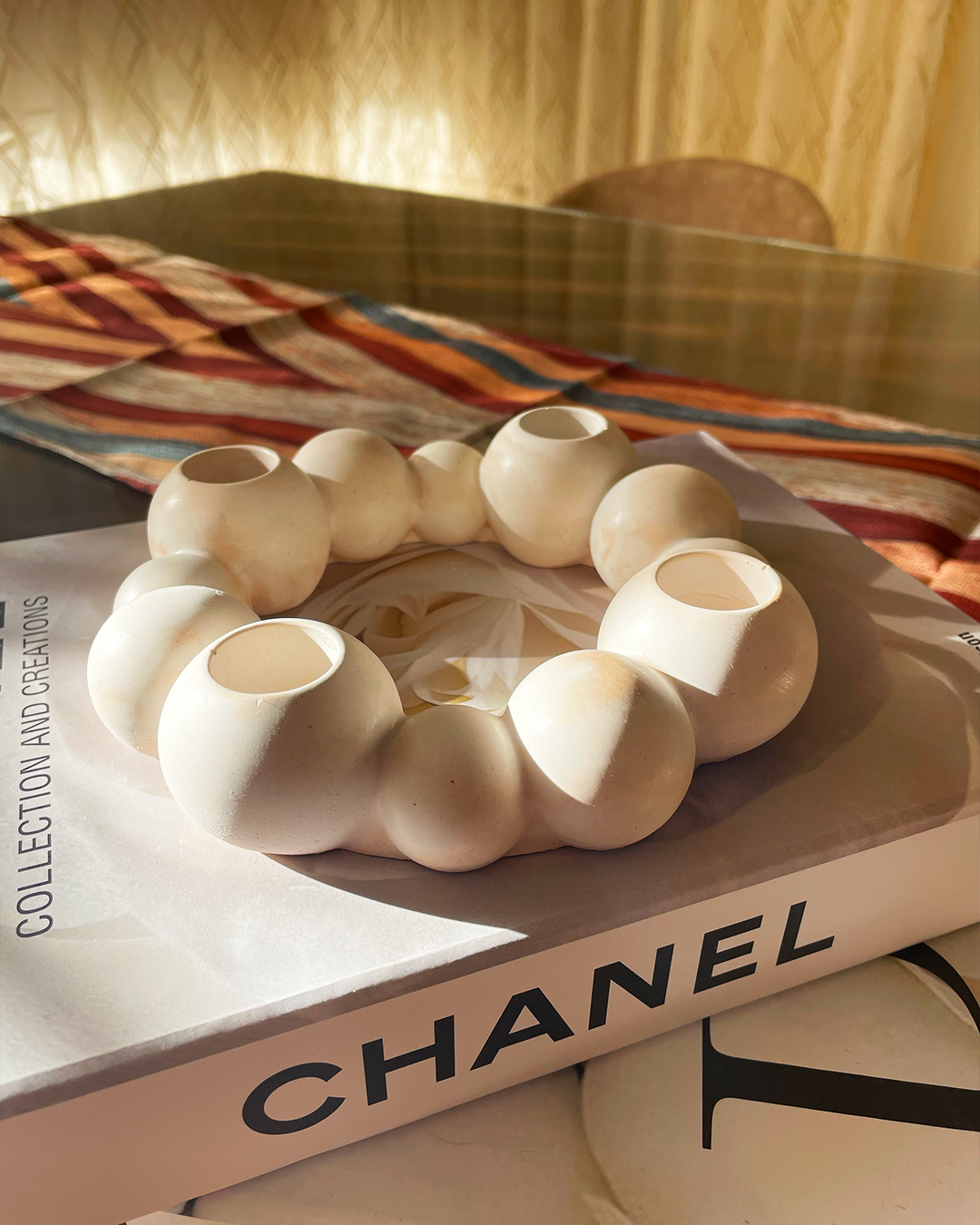 Bead candle holder – sand