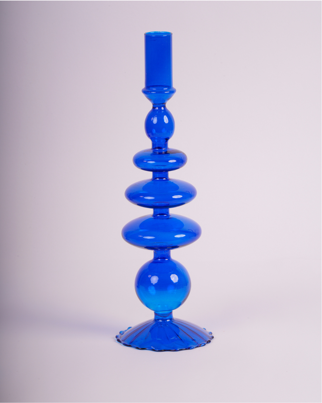 Blue Hour Glass Candle Holders