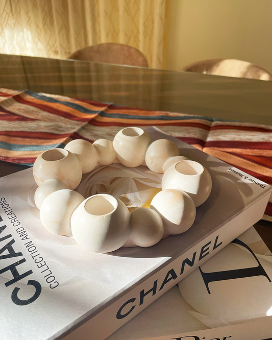 Bead candle holder – sand